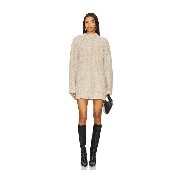 Lovers + Friends Dresses & Skirts - Lovers and Friends Dress Abra Sweater Mini Long Sleeve Beige Multi S Cozy Boho
